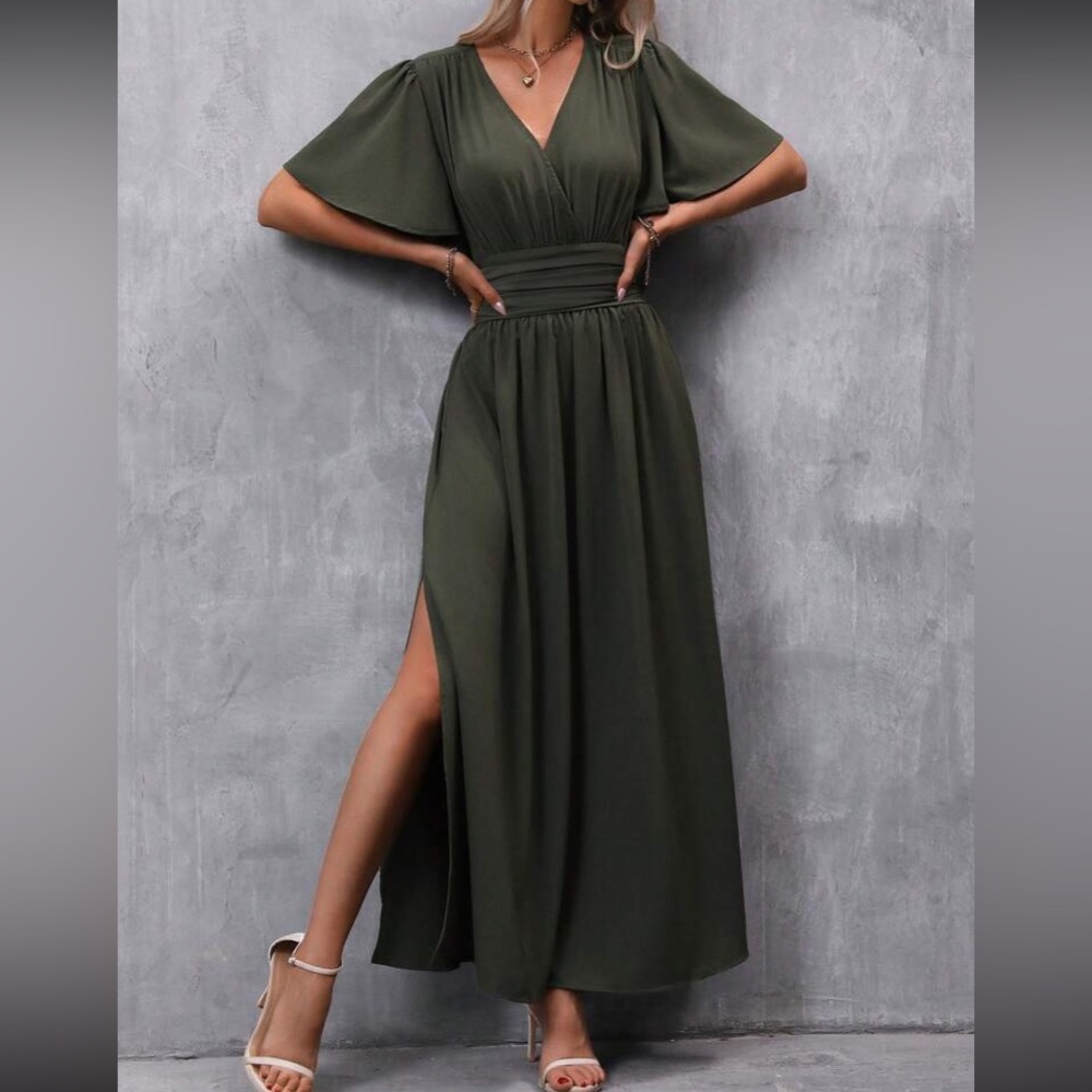 Boho butterfly sleeve slit thigh maxi dress - Picture 2 of 14